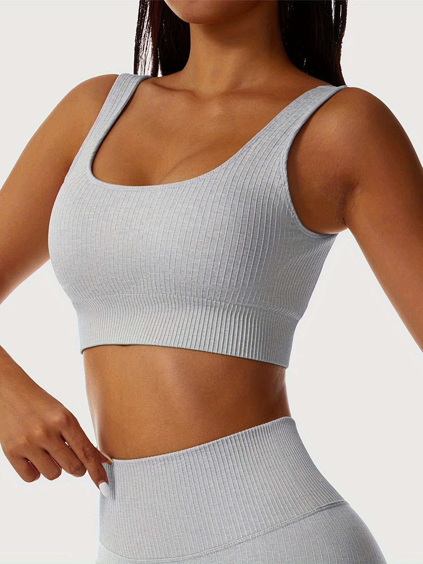 High Stretch Yoga Sports Set Square Neck Crop Bra & Leggings Activewear
