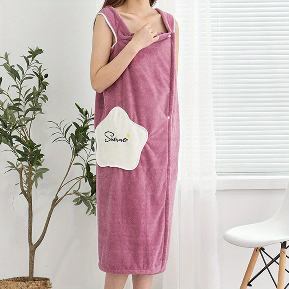 Oversized Women's Wearable Bath Towel with Pocket