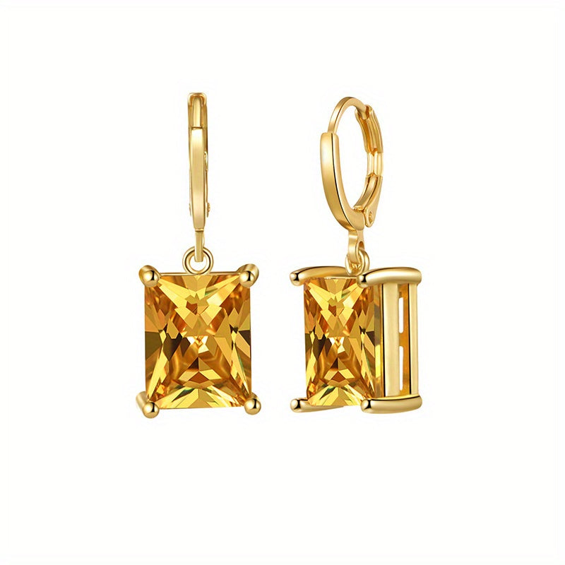 Crystal Pendant Drop Earrings For Women Engagement Wedding