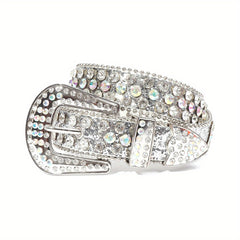 Kids Rhinestone Western Leather Belt for Boys Girls