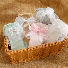 5 Pairs Girls Thin Mesh Breathable Lace Bowknot Socks for Summer