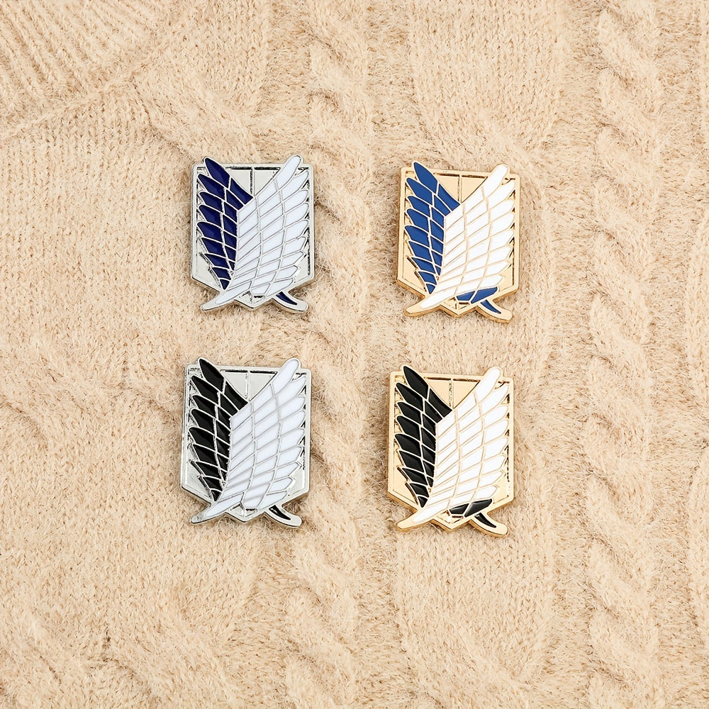 4pcs Shield Brooch Wing Cross Enamel Pin Metal Badge for Girls