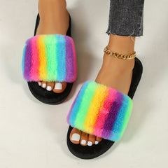 Women's Colorful Slippers Open Toe Slip On Shoes