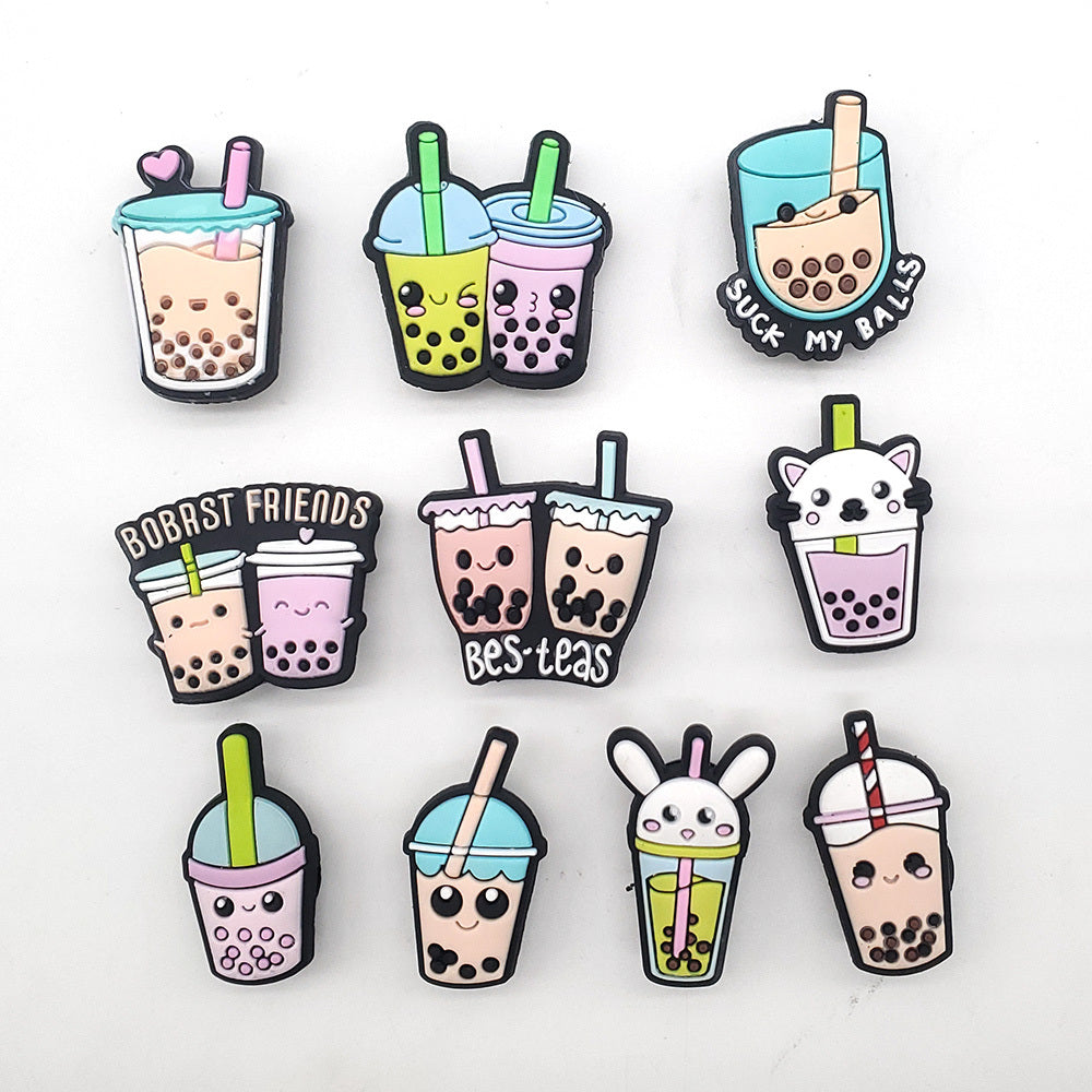 10pcs PVC Milk Tea Cartoon Shoe Charms Party Favor