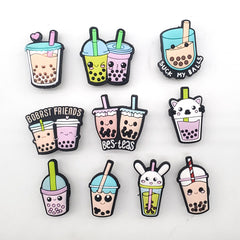 10pcs PVC Milk Tea Cartoon Shoe Charms Party Favor