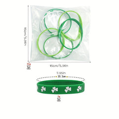 6pc Green Silicone Bracelet Linen Flag Irish Gift Shamrock Bracelet