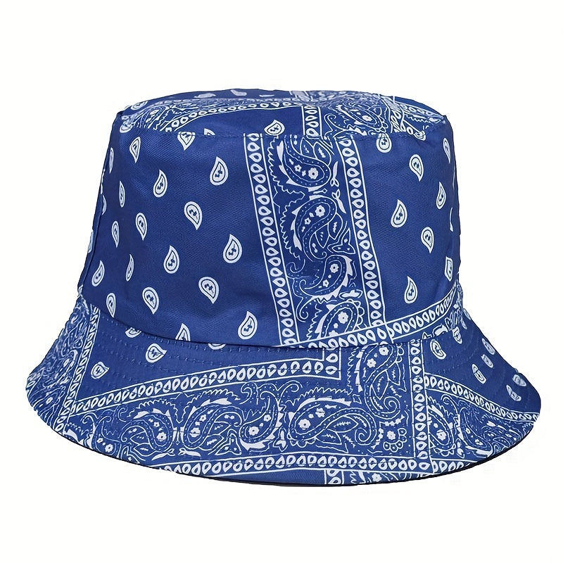 Paisley Print Bucket Hat Hip Hop Solid Basin Hat Sunscreen Travel Beach Hats