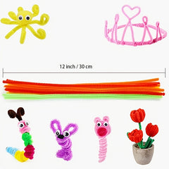 100 Pcs 6mm x 12" Pipe Cleaners Crafts Soft Bristle Durable Flexible Supplies