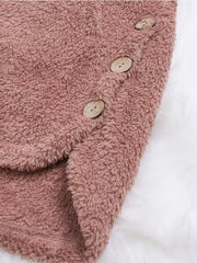 Solid Hooded Button Down Warm Jacket for Fall & Winter