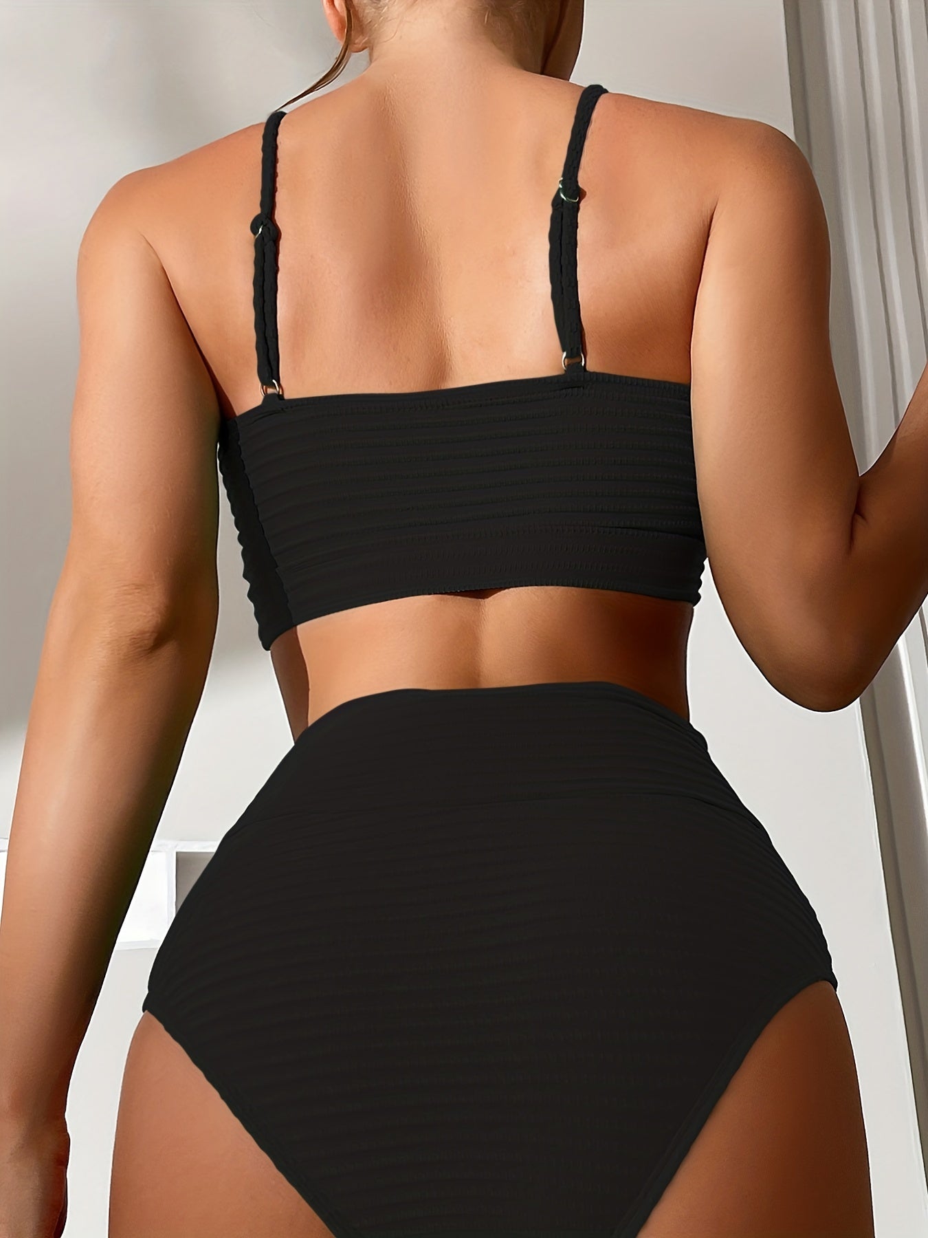 Smocked Ruched Bikini Bottom High Cut Beachwear Bottom Women's Swimwear