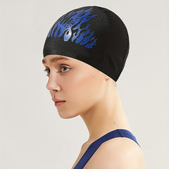 Flame Pattern Swim Cap Elastic Ear Protection