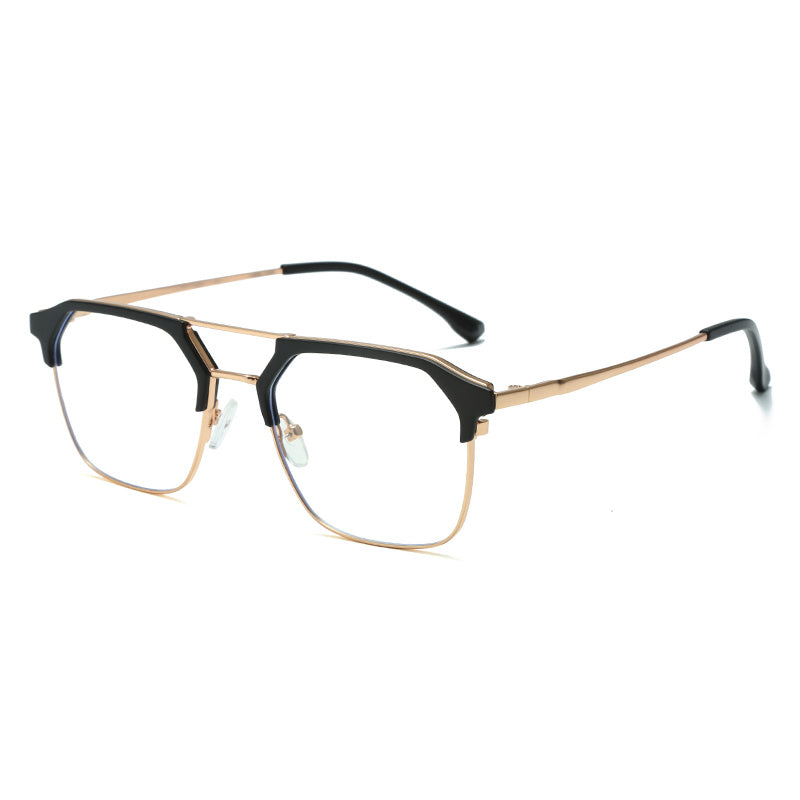 Adult Men's Retro Glasses Frame Double Beam Business Optical Lens
