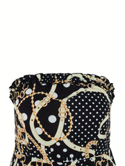 Chain Print Tube Romper Medium Stretch