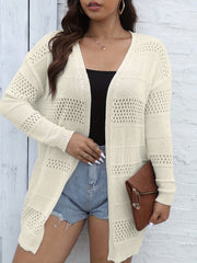 Eyelet Embroidered Lantern Sleeve Cardigan