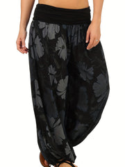 Floral Print Baggy Pants High Waist Harem Pants