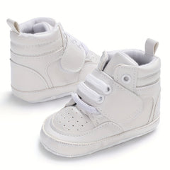 Baby Boys High Top Sneakers Hook & Loop Fastener Toddlers Outdoor Walking Shoes
