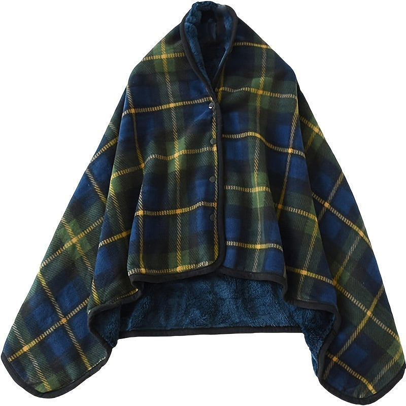 Multifunctional Shawl Blanket Double Layer Flannel Wearable Blanket