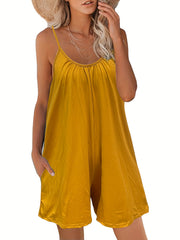 Solid Loose Cami Romper Jumpsuit Casual Sleeveless Romper Jumpsuit
