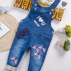 Baby Girls Dragonfly Heart Pattern Bowknot Overalls