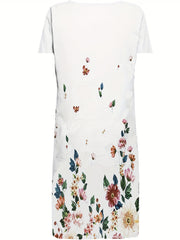 Floral Print Plus Size Notched Neck Short Sleeve Dress