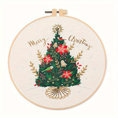 DIY Embroidery Kit Christmas Pattern Material with Hoop
