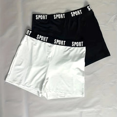 2 Packs Letter Tape Shorts Casual Biker Shorts for Women