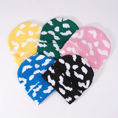Cloud Jacquard Beanie Candy Y2K Knit Hat Lightweight Warm Skull Cap