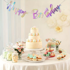 Iridescent Happy Birthday Banner Garland Bunting Banner