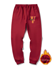 Men s Casual Warm Loose Sweatpants Winter Cartoon Print Jogger