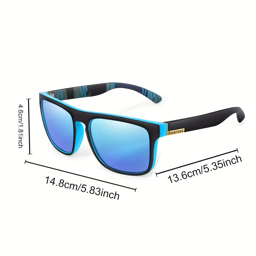 Men's Polarized Square Sunglasses Patterned Temple UV Protection