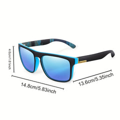 Men's Polarized Square Sunglasses Patterned Temple UV Protection