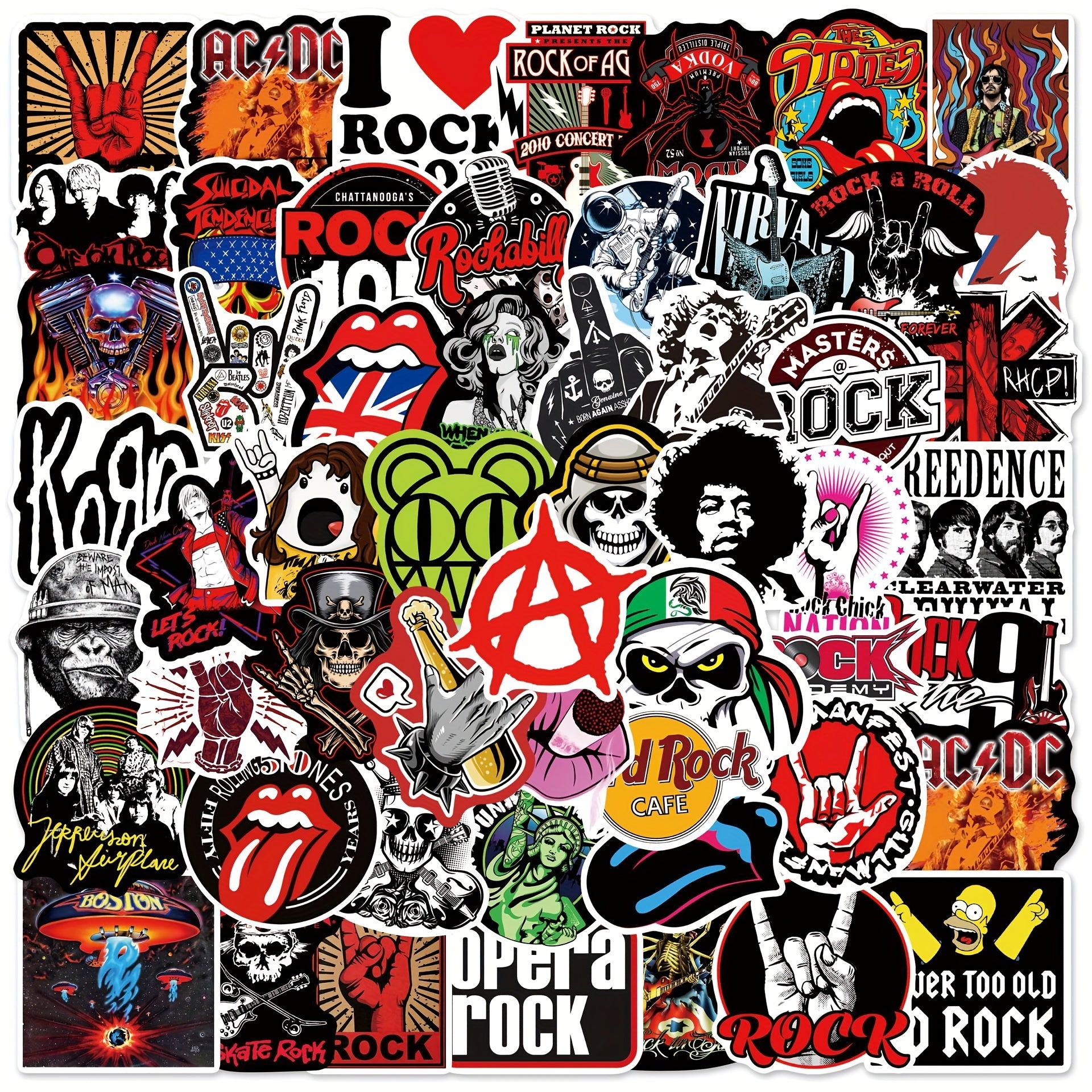 Rock Music Stickers Set - 104pcs for Phones, Cups, Computers