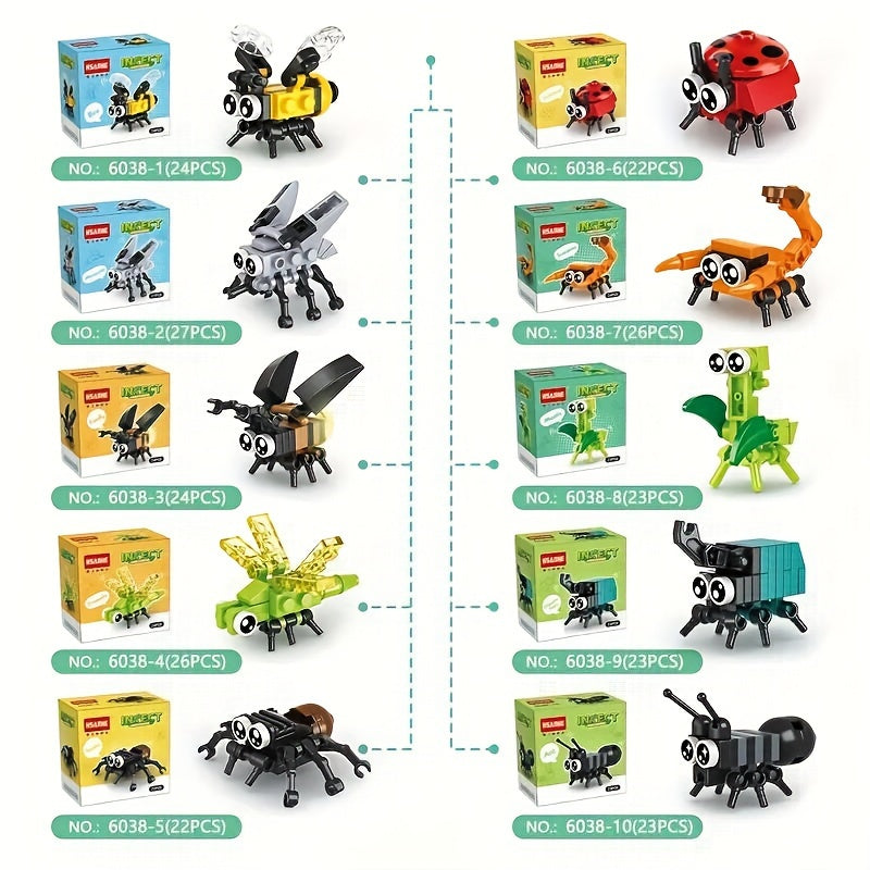 Insect Building Blocks Set - Bees, Ladybugs, Fireflies, Dragonflies