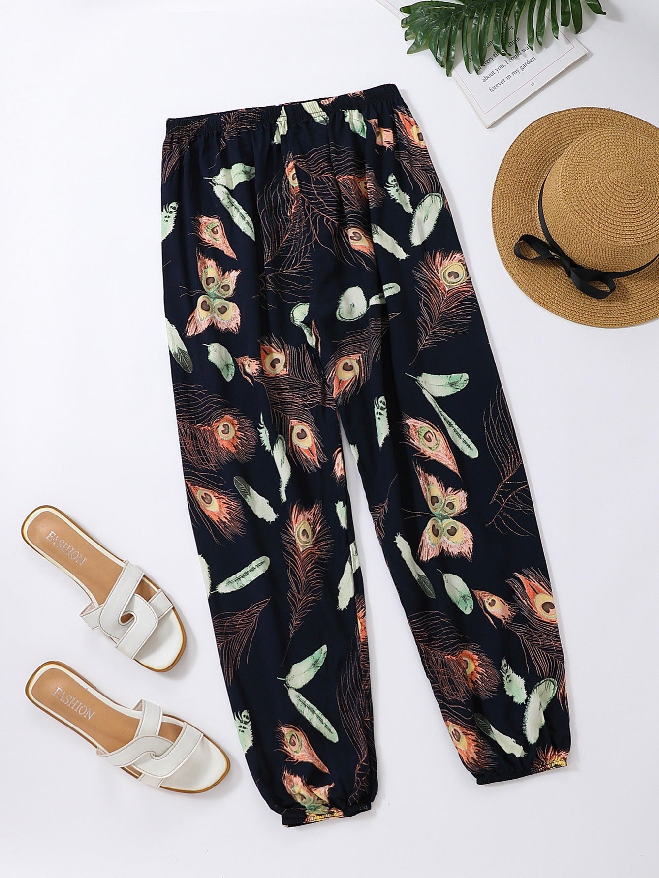 Kids Floral Print Casual Leg Pants