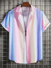 Men's Striped Short Sleeve Casual Shirt