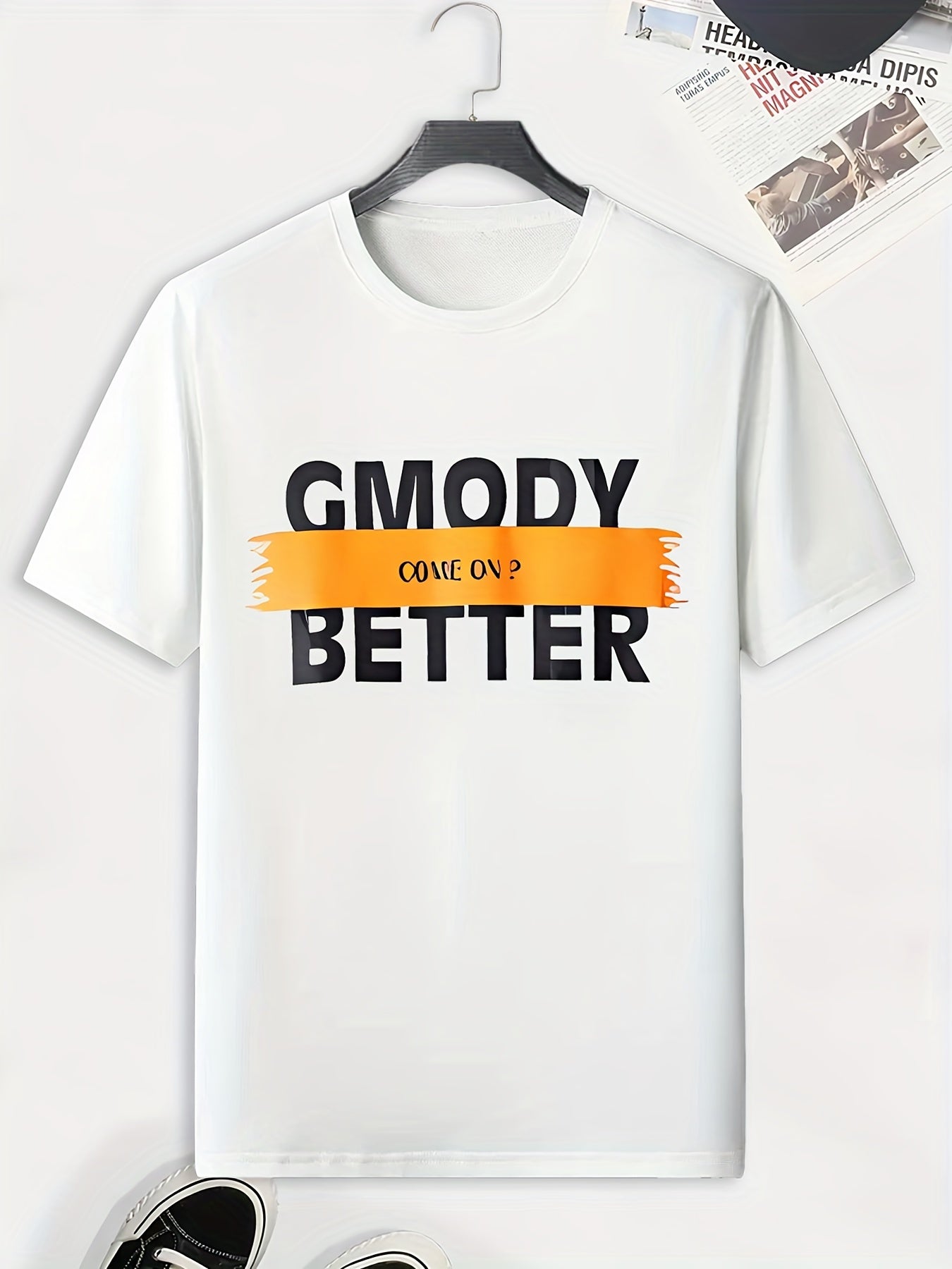 Men's Come On Print T shirt Active Slightly Stretch Breathable Tee