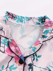Girls Lounge Wear Top & Pants Pajamas Bird Print Set