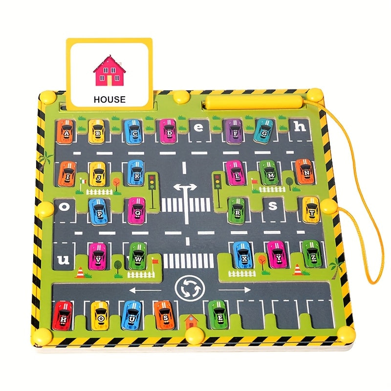Green Magnetic Alphabet Maze Toy Wooden Puzzle Toy for Men Women