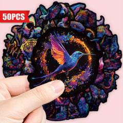 50pcs Neon Animal Sticker Set Waterproof Vinyl Decals for Laptops Phones Guitars