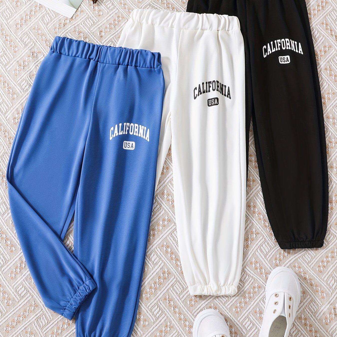 3pcs CALIFORNIA Boys Active Sweatpants Quick Drying Jogger Sports Pants