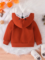 Baby Girls Thermal Zipper Hoodies With Animal Face