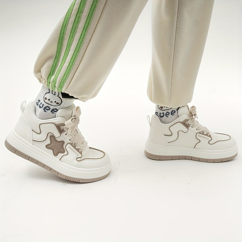 Women's Star Graphic Leisure Skate Shoes High Lace Up Sneakers