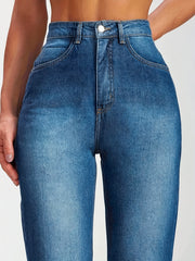 High Rise Washed Staight Leg Jeans