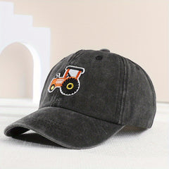 Boys Retro Tractor Washed Baseball Cap Adjustable Sun Hat