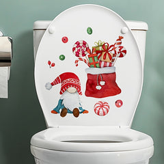 Christmas Toilet Seat Sticker Removable Decal Paper Decorative Bathroom