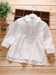 Girls Lace Collared Long Sleeve Shirt For Spring Autumn
