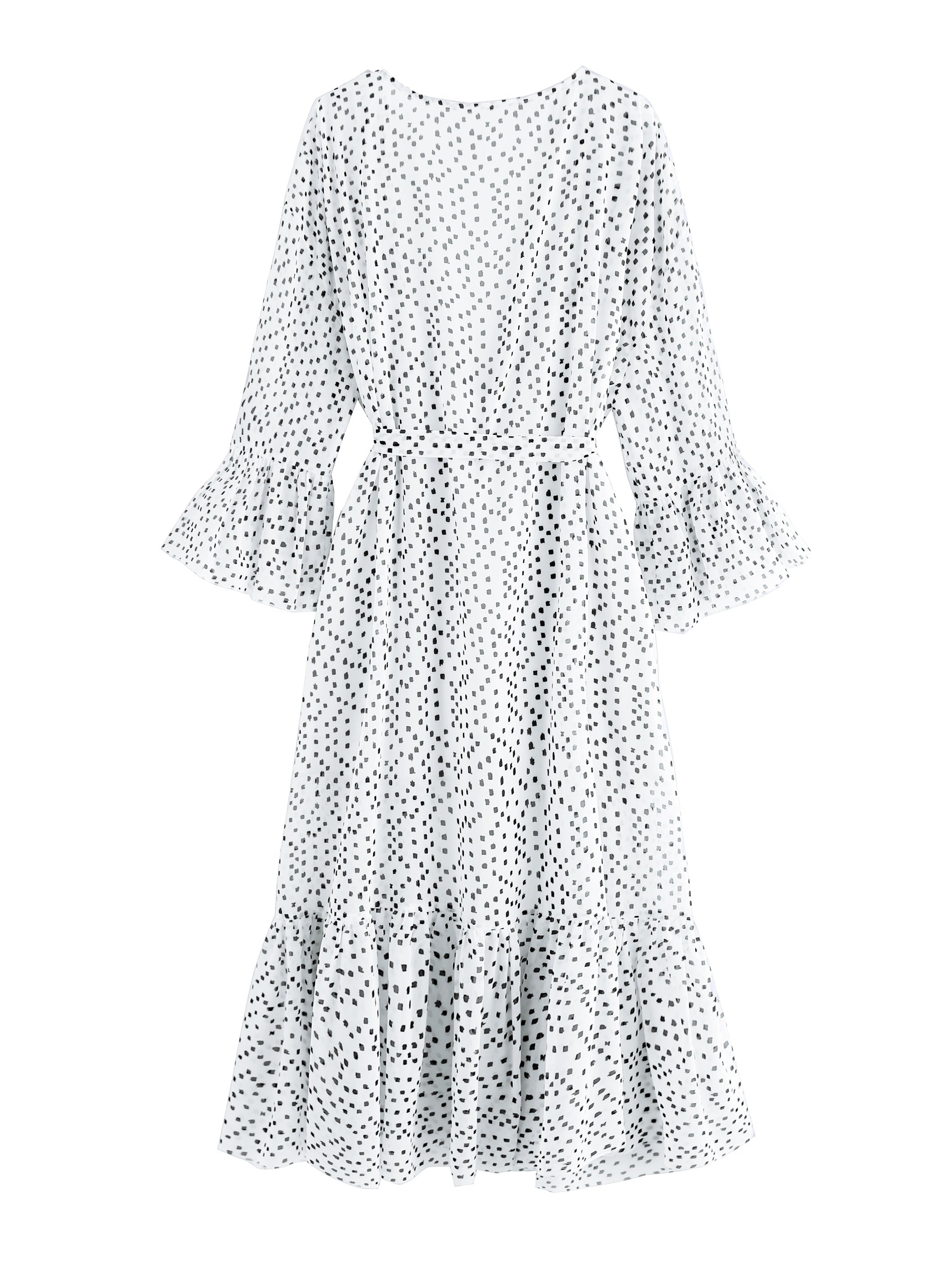 V Neck Loose Fit Ruffle Cover Up Shirt Beachwear Kimono