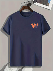 Letter W Print Men's T-shirt Casual Comfy Tees For Summer