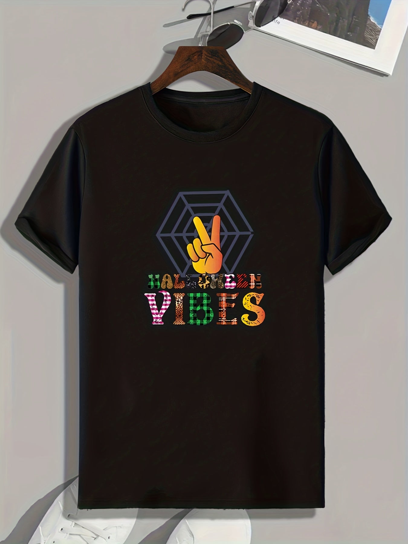 Halloween Graphic Print T shirt Men's Casual Street Style Stretch Tee Shirt
