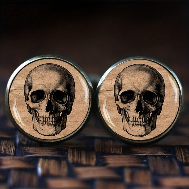 Antique Anatomy Skull Cufflinks Gothic Skeleton Jewelry